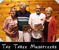 The Three Muskyteers (from left)Sharon Sprangers, Jerry Weber, Tim Kettner, Greeter Cathy Kettner