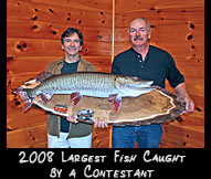 2008 Largest Fish Caught by a Contestant - Michael Beauchamp (on right) pictured with taxidermist Joe Fittante