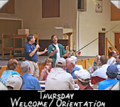 Thursday Welcome/orientation