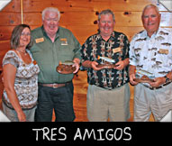 TRES AMIGOS - from left, GREETER THERESA LAUDUBEC, ROGER ROBERSON, DENNIS FAIR, GARY HESS 