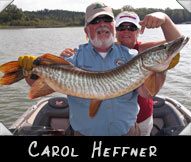 Carol Heffner with 39 1/2-inch musky, guided by Jim Heffner