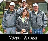 Norski Vikings  -  Keith Hanson, Greeter Amy Farrow, Paul Hanson, Larry Quamme