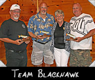 Team Blackhawk - John Moore,  Bob Follis, Greeter Donna Rickman, Bob Olson