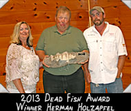 2013 Dead Fish Award Winner Herman Holzapfel pictured here with WMH Board members Theresa Ladubec and Bob Heilman