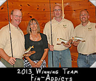 2013 WMH Winning Team Fin-Addicts - Grant Wegner, Greeter Sherri Wegner,  Jason Lindstrom, Scott Pozzie