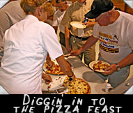 Diggin' in to the pre-Welcome Dinner pizza feast!