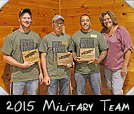 2015 Military Team - Cody Justice, Darek Westphal, Aaron Fox, Greeter Shelly VanLanen