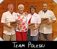 Team Poleski -  Bob Chrobak, Greeter Char McGill, Christine Lapucek, Bob Lapacek