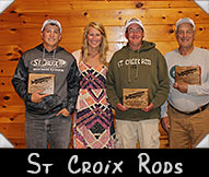 St Croix Rods - Gavin Falk, Greeter Lynsi Waldbogle, Dave Fischer, Mike Small