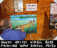 Guest wildlife artist Virg Beck painting 2017 World Musky Hunt raffle prize