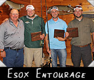 2018 Winning Team Esox Entourage,  -  Greeter Don Ladubec, Jake Scriver, Brad Witczynski, Josh Scriver