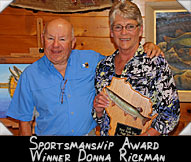 2018 Peggy Dreissen Sportsmanship Award winner Donna Rickman pictured here with WMH President Ron Rickman