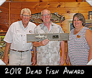 2018 Dead Fish Award winner Ed Casper shown here with WMH Board members Jerry Driessen and Janelle Lone