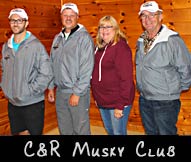 C&R Musky Club (from left) Jim Klein, Jason Long, Greeter Tina Ahrens, Jim Van Able