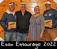 Esox Entourage (from left) Jordan Scriver, Mitch Schultz, Greeter Theresa Ladubek, Tim Scriver