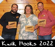 Kwik Hooks 2022 (from left) Jake Vogel, Greeter Janelle Lone, Mark Meisner