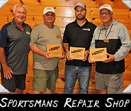 Sportsman's Repair Shop 2022 (from left) Greeter Bob Chrobak, Tim Ollendick, Kyle Weeks, John Sondelski