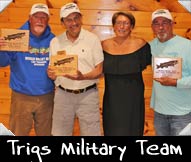 Trig's Military Team (from left) Terry Moline, Terry Anklam, Greeter Wanda Hase, Tom Cavey