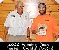 2022 Top Past Hunter Guide Award winner Riley Simmons shown here with WMH Board Member Jerry Driessen