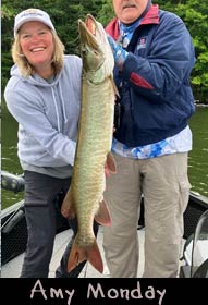 2023 Three Musky-Teers contestant Amy Monday landed this 40 -inch beauty while being guided by Jim Sprangers