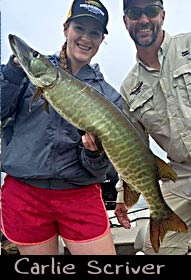 Past Hunter Carlie Scriver boated this 35.25-inch musky guided by Isaac Laube