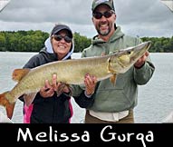 Past Hunter Melissa Gurda boated this 46.75 inch musky guided by Isaac Laube