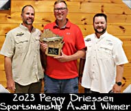 2023 Peggy Driessen Sportsmanship Award winner Eric Hertzfeld shown here with 
Isaac Laube on the left and Dan Scriver at right