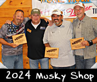 Musky Shop 2024 - Robert Pawlisz, Greeter Tony Orisoni. Esteban Lopez, Paul Griffin