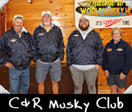 C&R Musky Club 2024 William Lieger, Jay Hall, Cole Seefeldt, Greeter Annie Featherstone